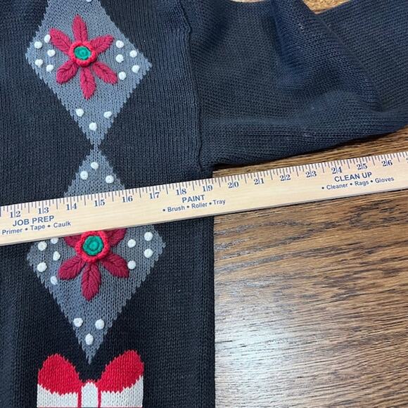 VTG 90s Heres A Hug Embroidered Cardigan Sweater Womens M Cottage Hearts Bows - Picture 7 of 10